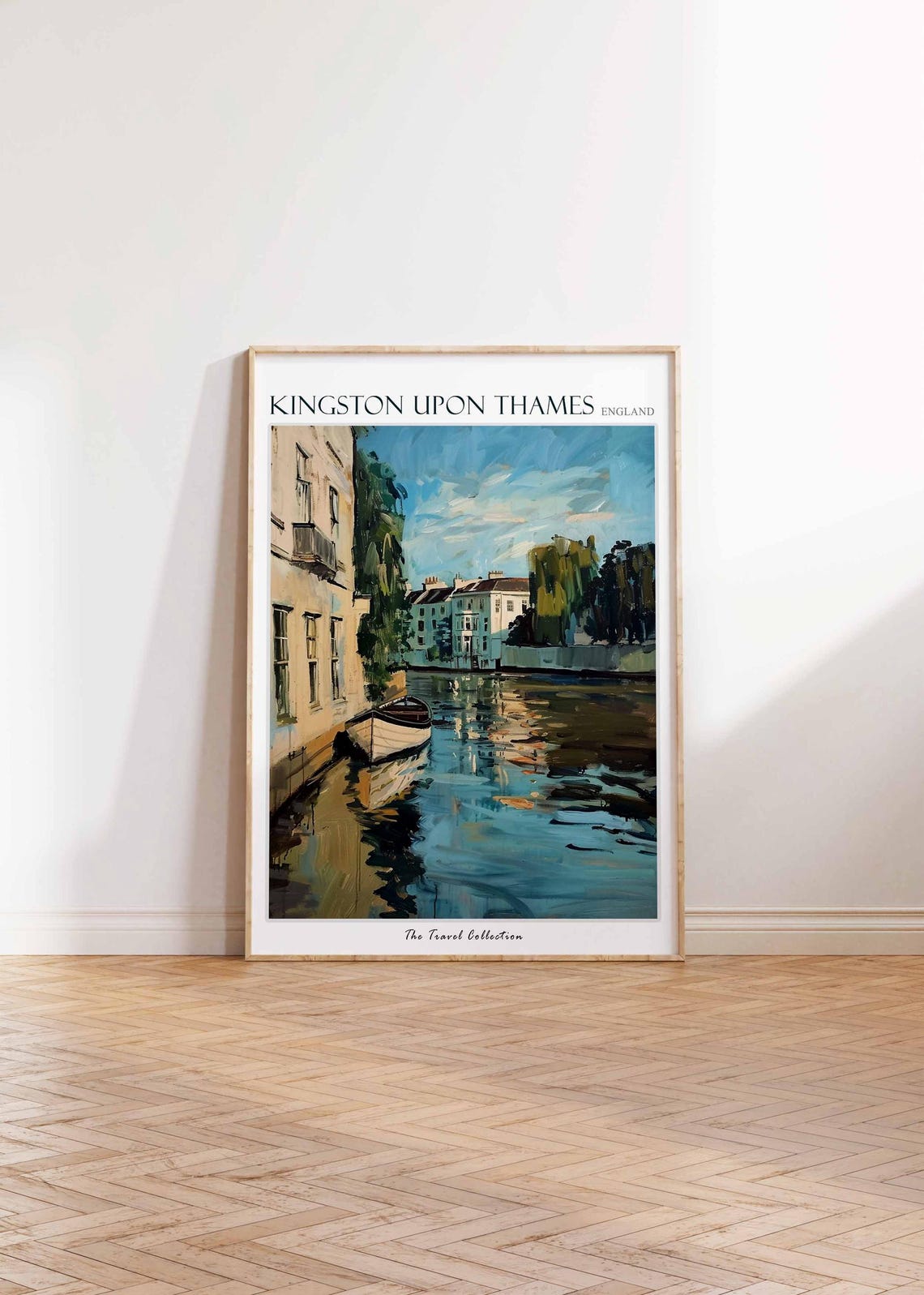 Kingston Upon Thames England Riverside Boat Painted Travel Poster - Image 2