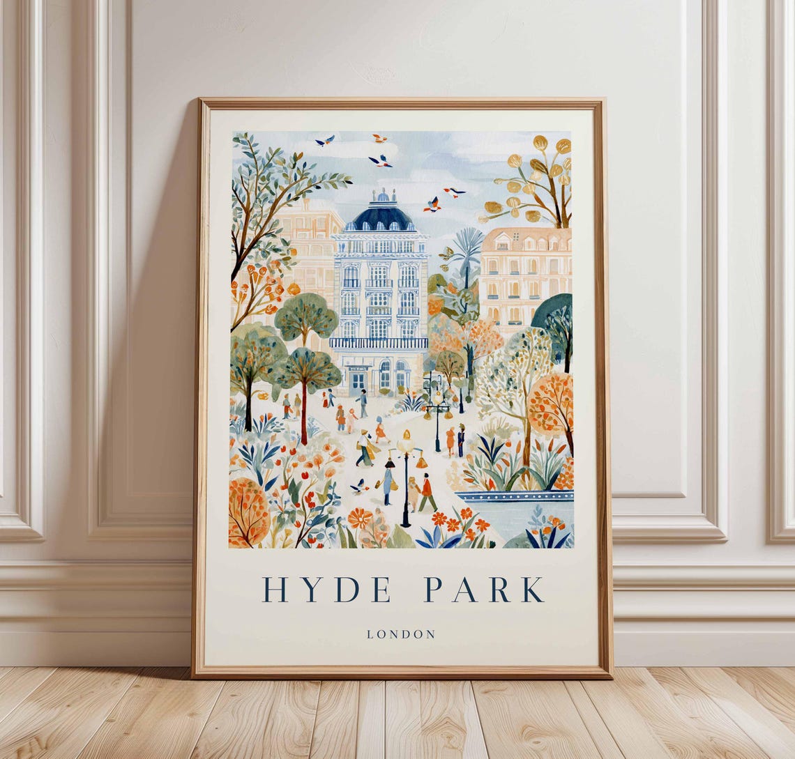Hyde Park London Park Square Domed Palace Autumn Trees Poster