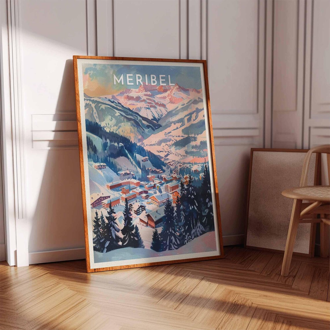 Meribel Sunset Valley Panoramic Ski Village Landscape Poster - Image 3