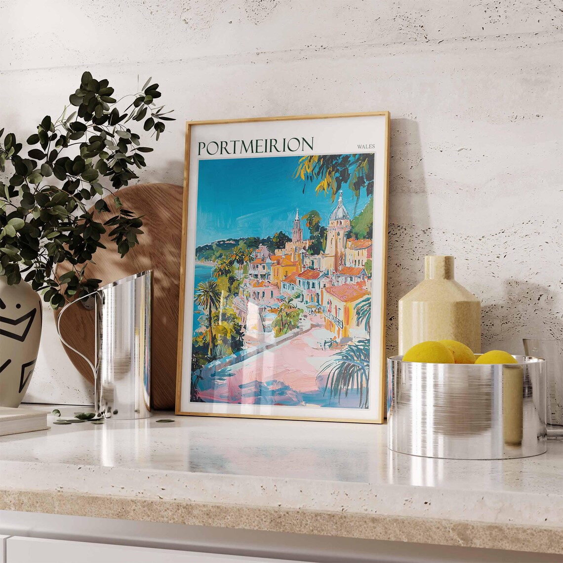 Portmeirion Wales Italianate Village Campanile Towers Coast Art Poster - Image 3