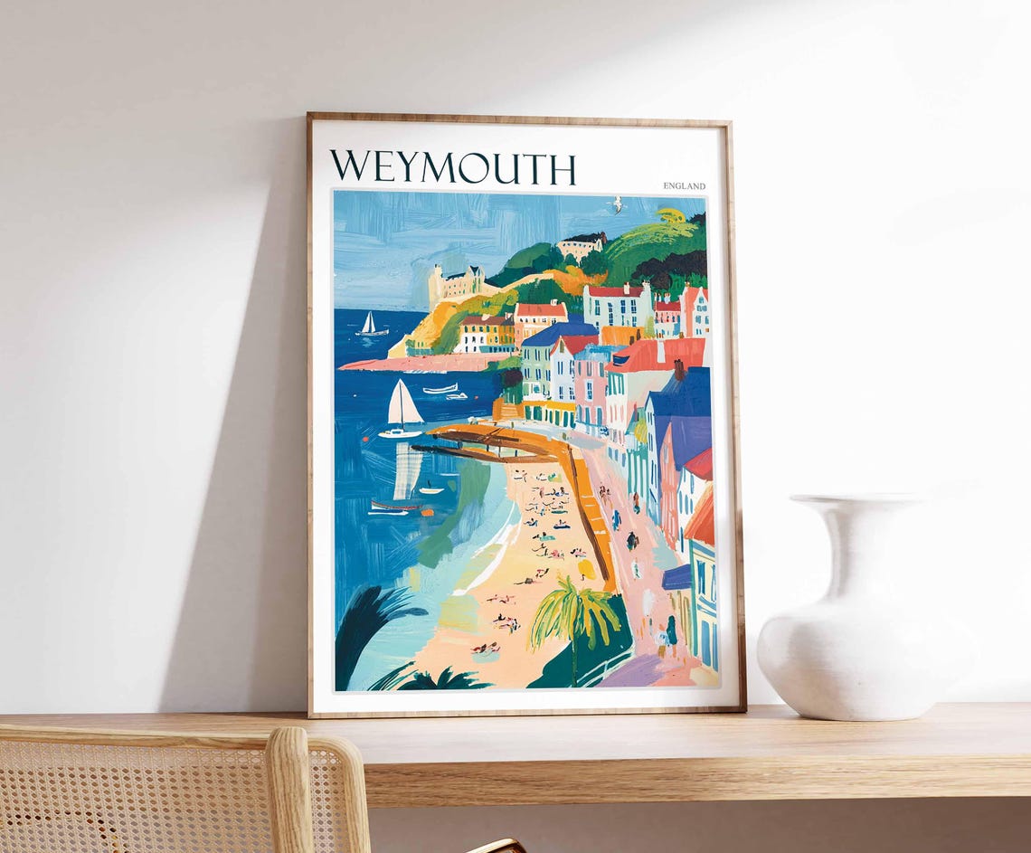 Weymouth England Colorful Harbor Town Sailboats Coast Poster