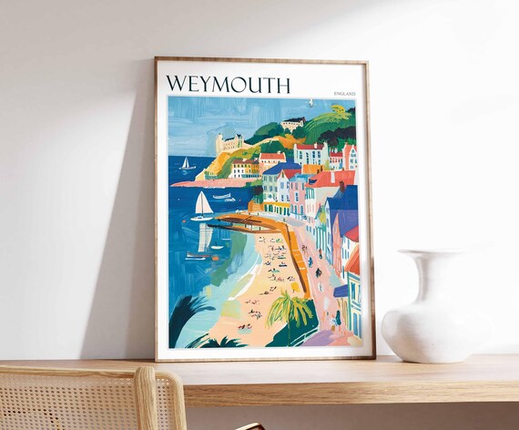Weymouth England Colorful Harbor Town Sailboats Coast Poster