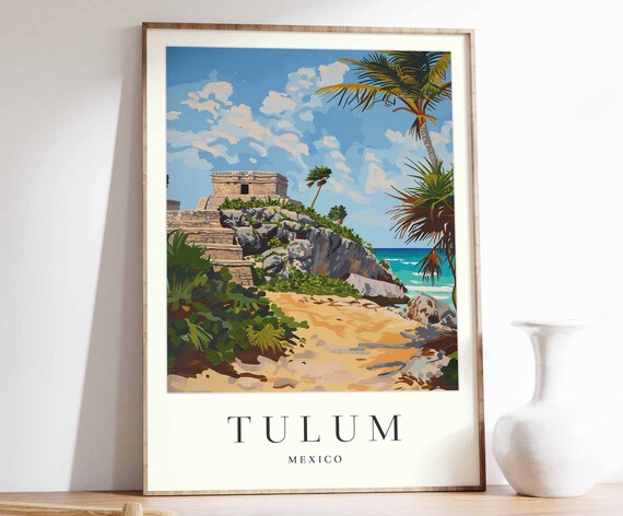Tulum Poster Tulum Travel Print Mexico Wall Art Mexican Decor Tropical Decor Sea Print Tulum Gift Tulum Travel Poster
