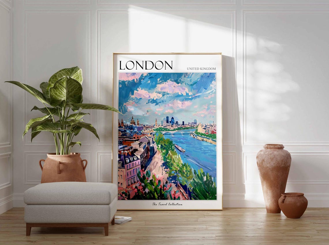 London Poster United Kingdom Travel Print British Decor United Kingdom Travel Poster Botanical Print London Gift London Travel Poster - Image 3