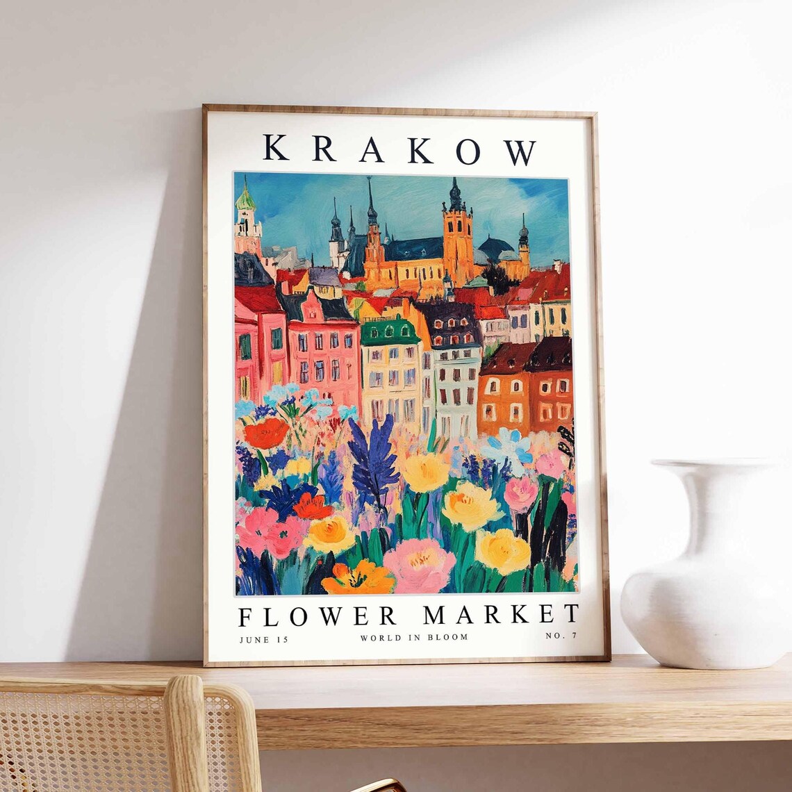 Krakow Flower Market Colorful Old Town Poppy Blooms Daytime Poster