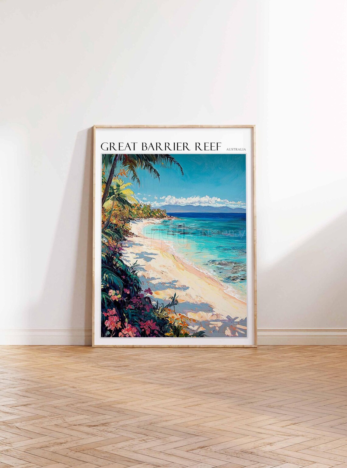 Great Barrier Reef Australia Tropical Beach Palm Scene Poster - Image 3