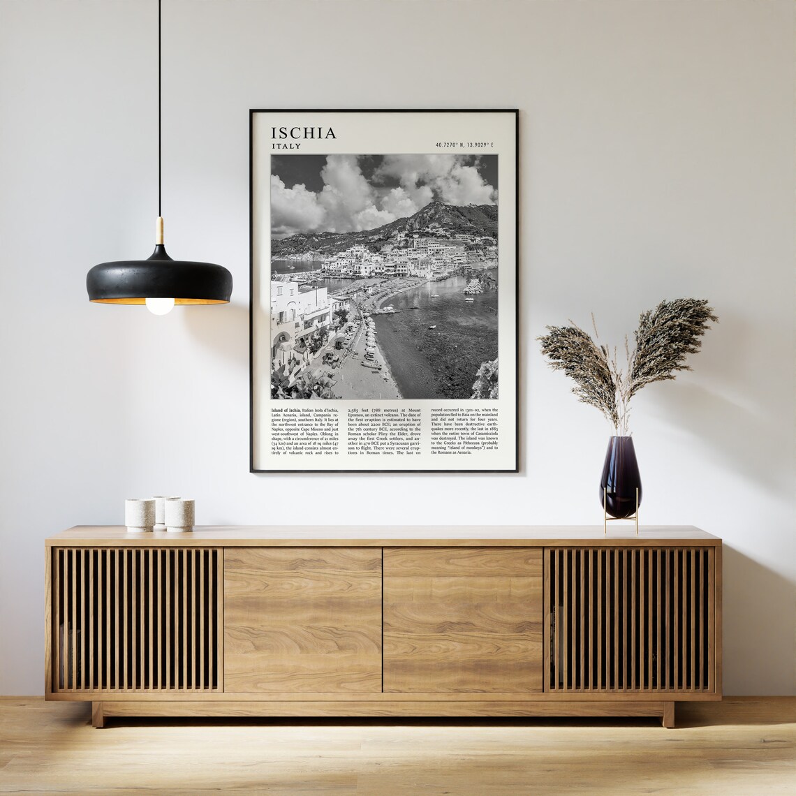 Ischia Italy Volcanic Island Harbor Photo Monochrome Travel Poster - Image 3