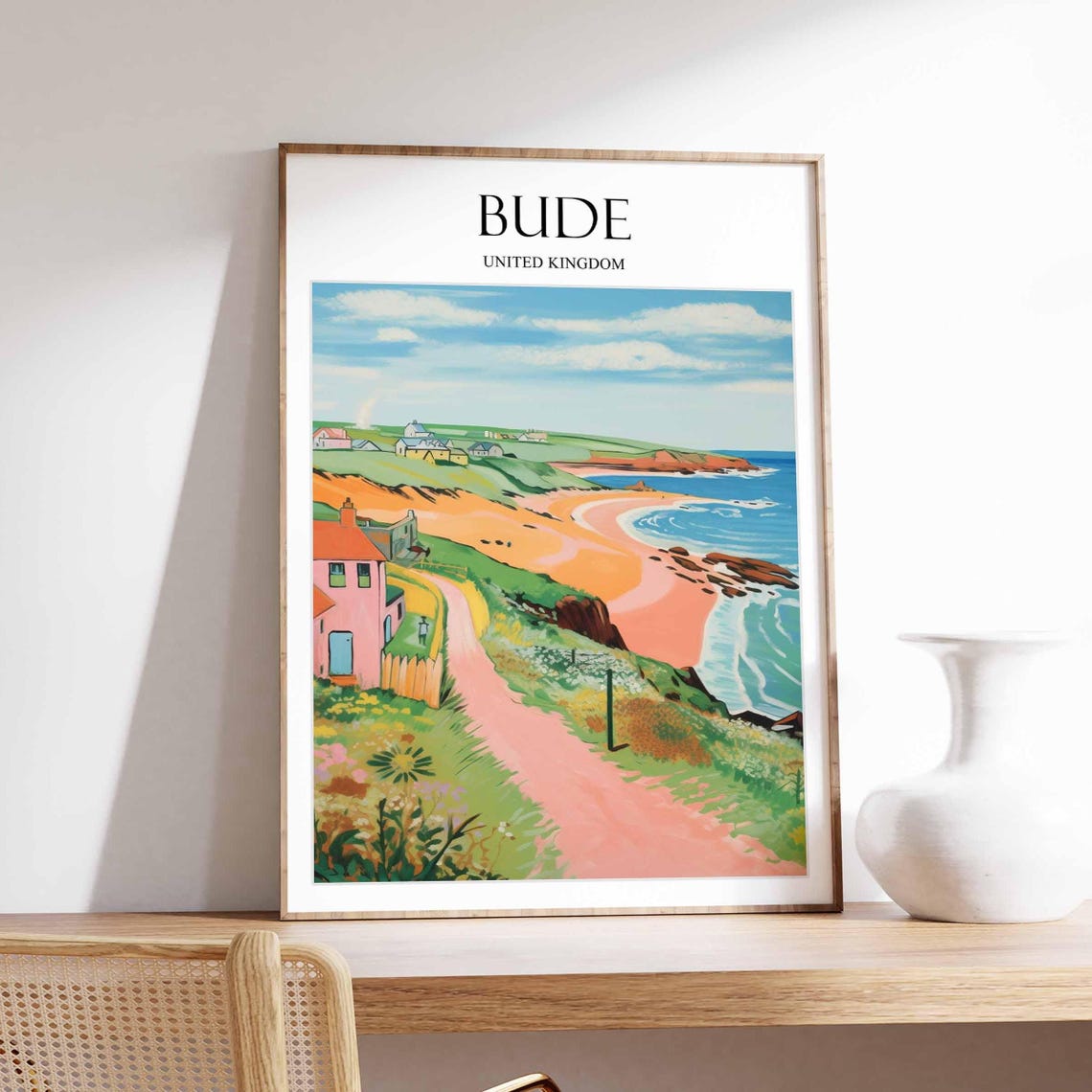 Bude Cornwall England Beach Coast Seaside Town Travel Art Poster