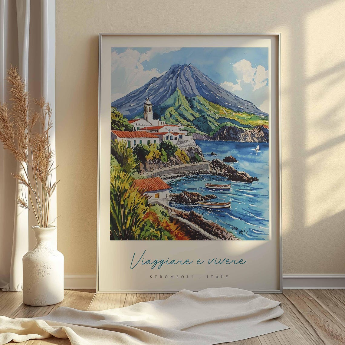 Stromboli Poster Italian Travel Print Stromboli Travel Art Stromboli Wall Art Italy Art Italy Travel Decor Italian Travel Gift - Image 2