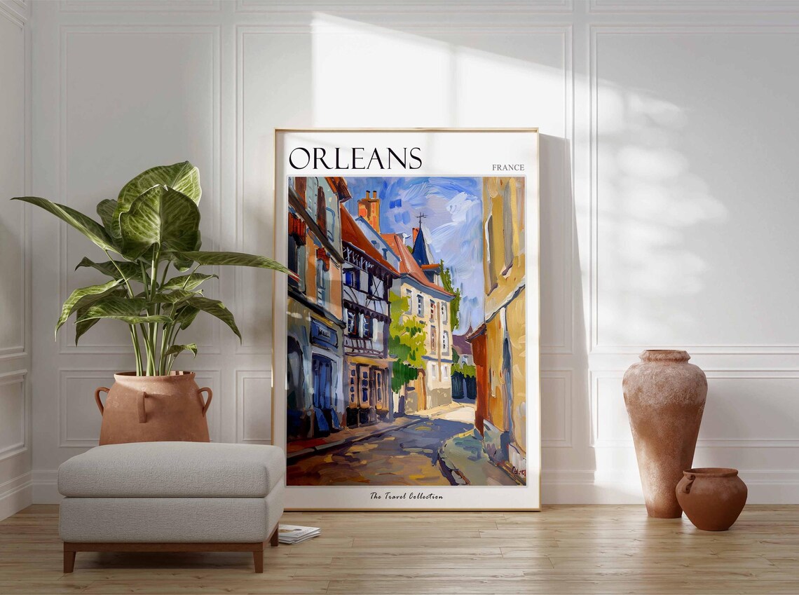 Orleans France Half Timbered Medieval Street Painting Poster - Image 3