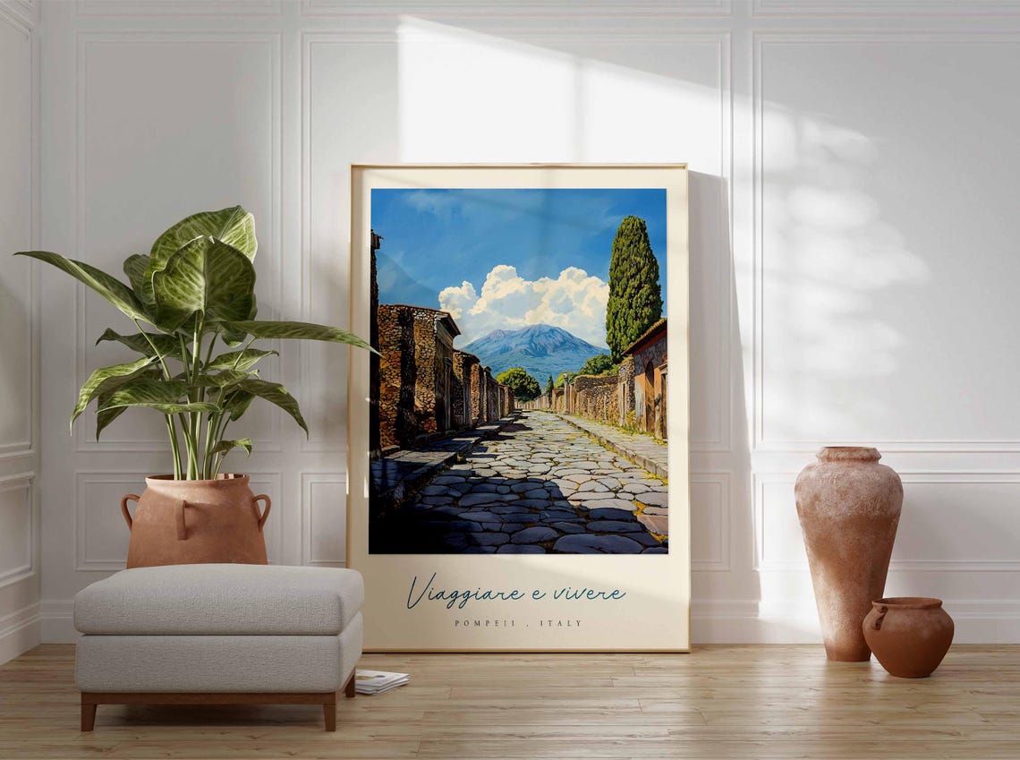 Pompeii Poster Italian Travel Print Pompeii Travel Art Pompeii Wall Art Italy Art Italy Travel Decor Italian Travel Gift - Image 3