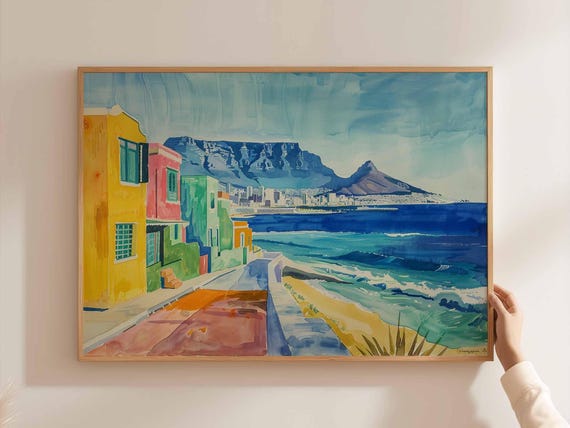 Cape Town Poster South Africa Travel Print African Wall Art Table Mountain Decor Safari Home