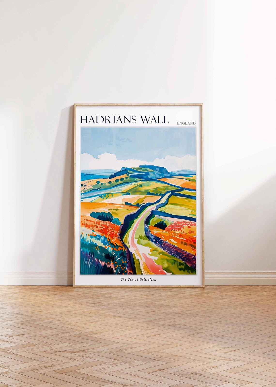 Hadrians Wall England Patchwork Fields Travel Poster Countryside View - Image 2