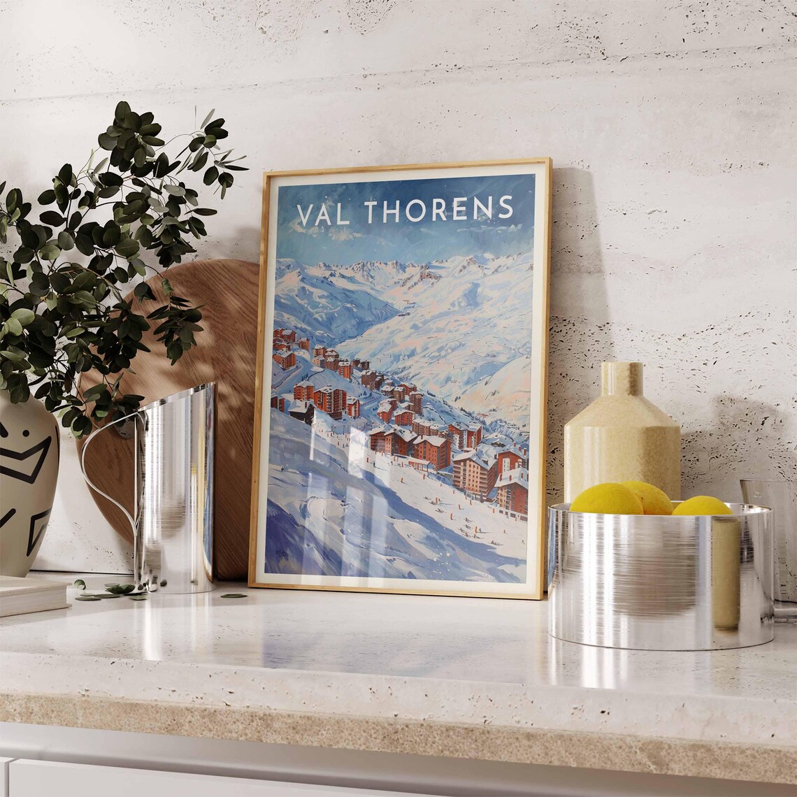 Val Thorens France Red Village Snowy Slopes Panorama View Poster - Image 2