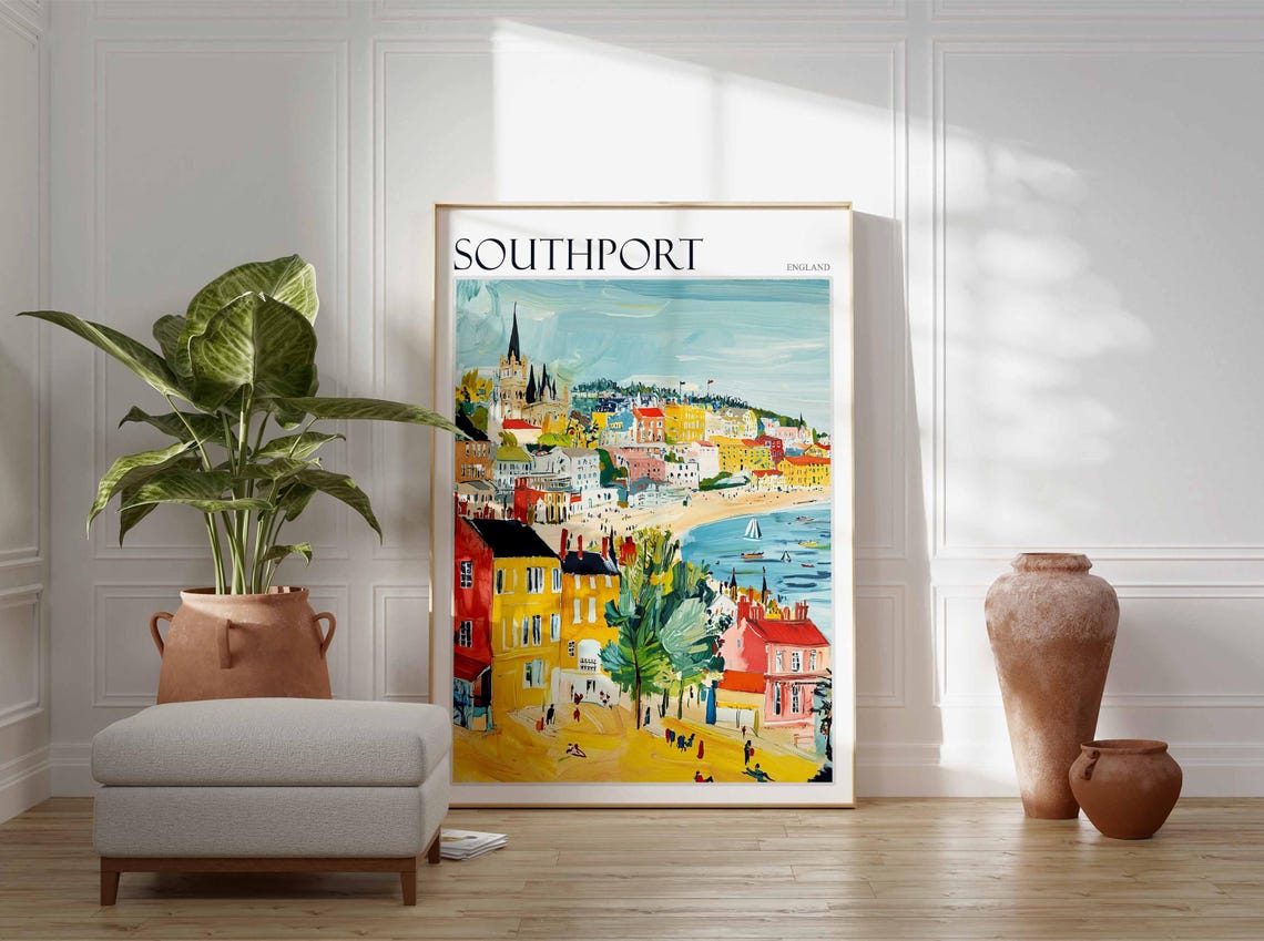 Southport Poster Uk Travel Poster Seaside Art Poster British Wall Decor Southport Wall Art Southport Wall Decor Southport Travel Print - Image 2