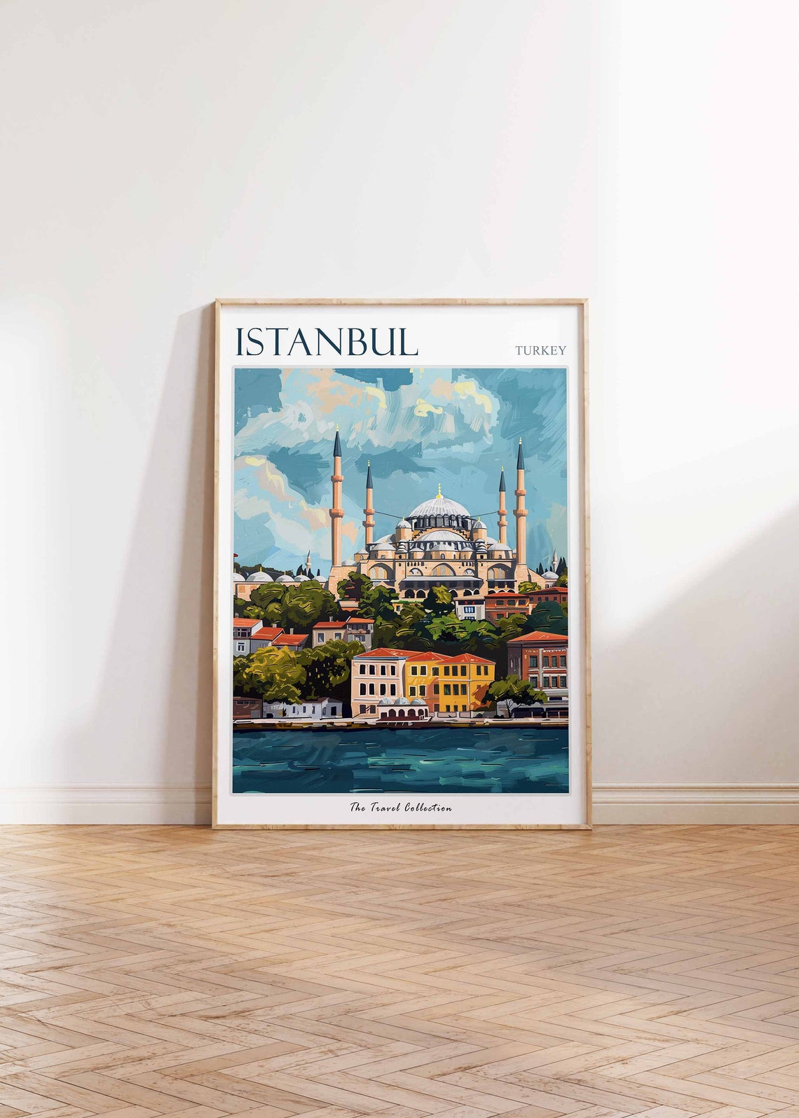 Istanbul Turkey Mosque Minarets Waterfront Illustrated Travel Poster - Image 2