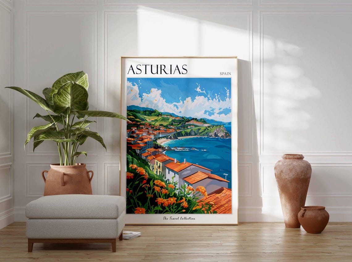 Asturias Poster Spain Travel Print Spanish Decor Europe Travel Poster European Wall Art Botanical Print Asturias Travel Poster - Image 3