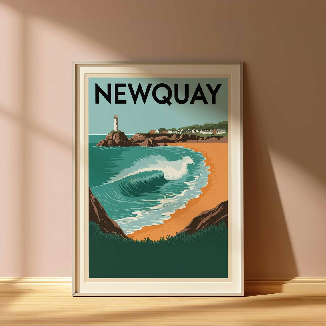 Newquay Print Coastal Travel Poster Cornwall Travel Print Coastal Wall Art Seaside Art Coastal Gift Uk Coast Art Uk Travel Poster - Image 3