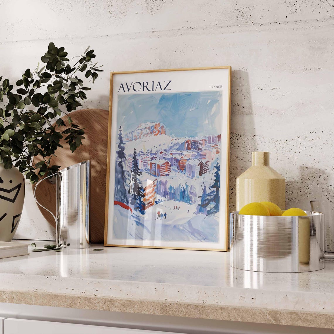 Skiing Travel Poster Skiing Art Avoriaz Poster Avoriaz Print French Alps Decor Winter Print Avoriaz Travel Print Avoriaz Ski Poster - Image 2