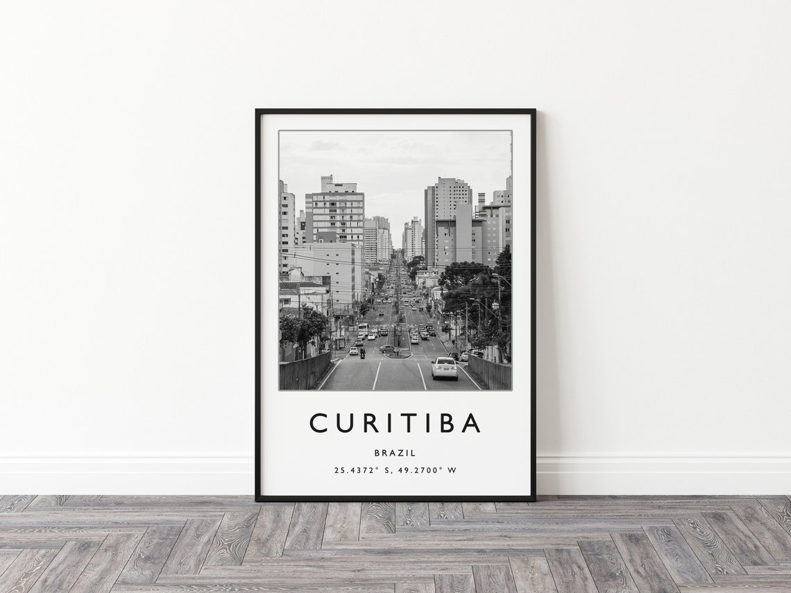 Curitiba Brazil Travel Print Curitiba Travel Poster Brazil Travel Print South America Travel Poster Travel Gift Black And White Print - Image 2