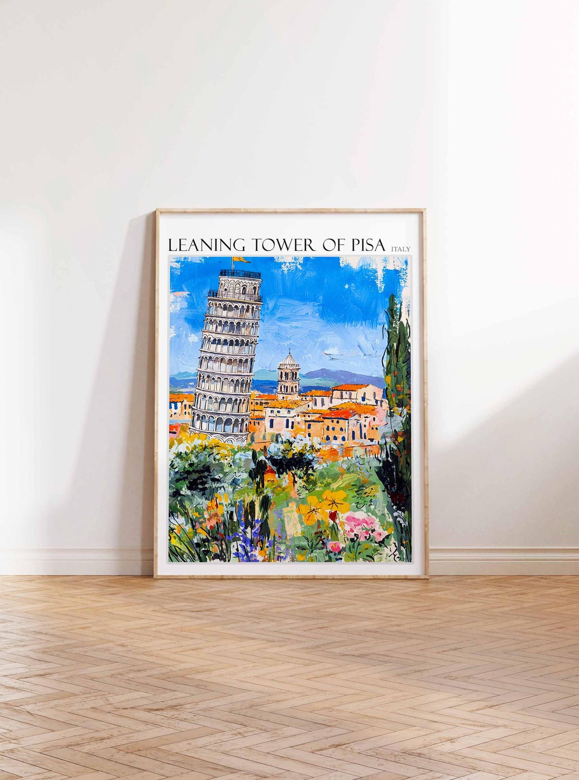 Leaning Tower Of Pisa Poster Leaning Tower Of Pisa Travel Print Italian Travel Poster Tropical Decor Travel Gift Coastal Decor - Image 3