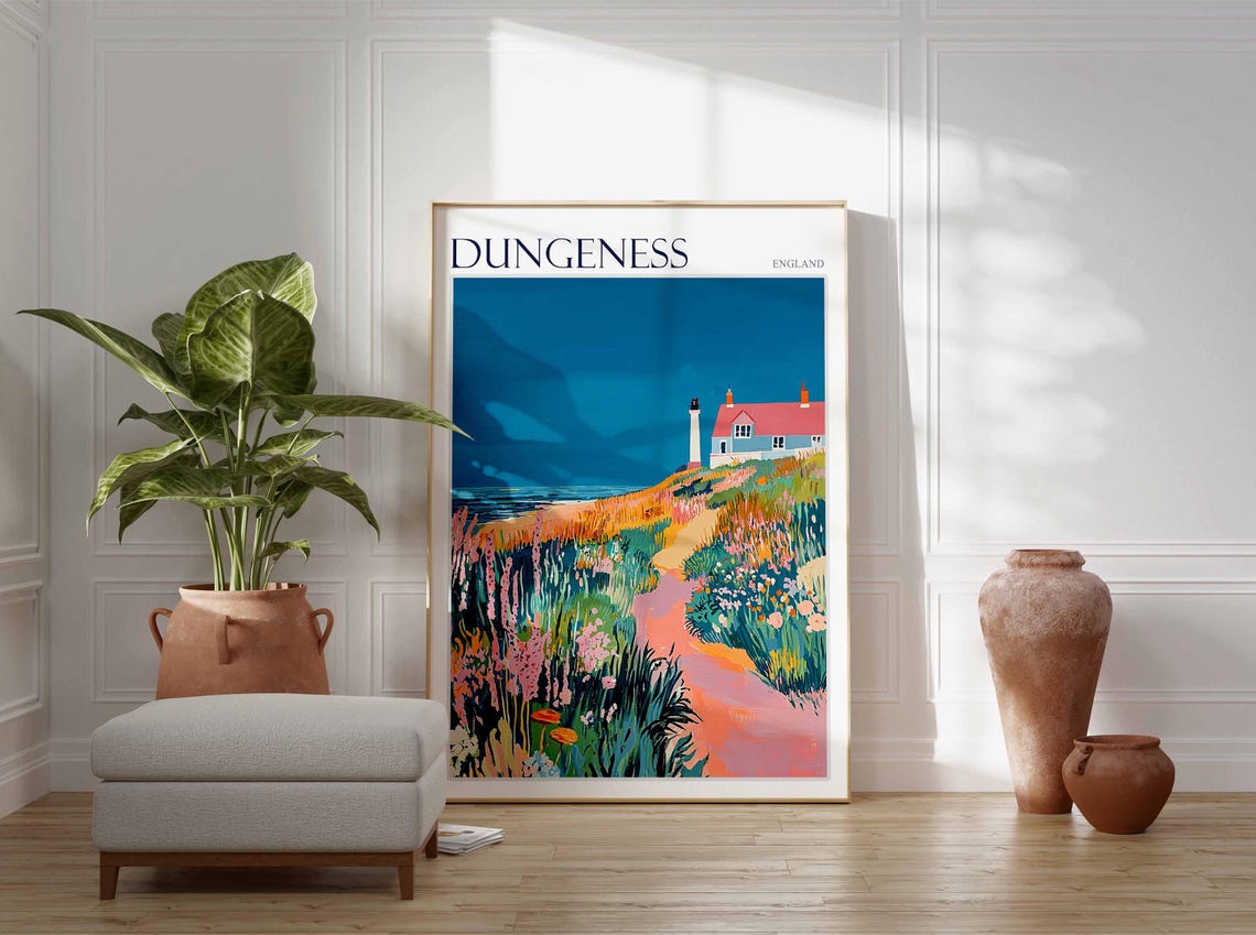 Dungeness England Wildflower Meadow Path to Lighthouse Poster - Image 3