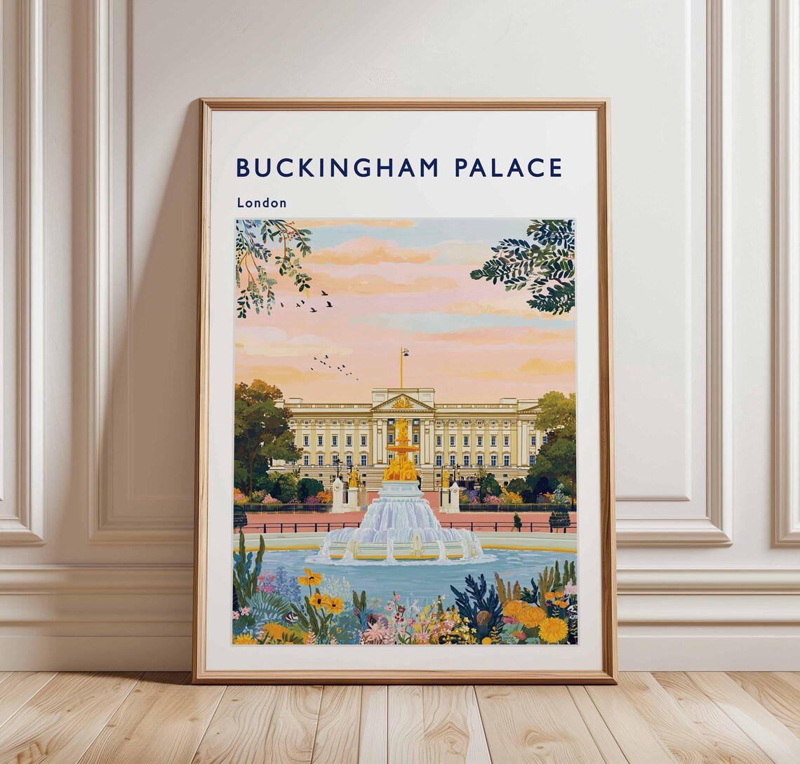 Buckingham Palace London Memorial Fountain Garden Floral Poster