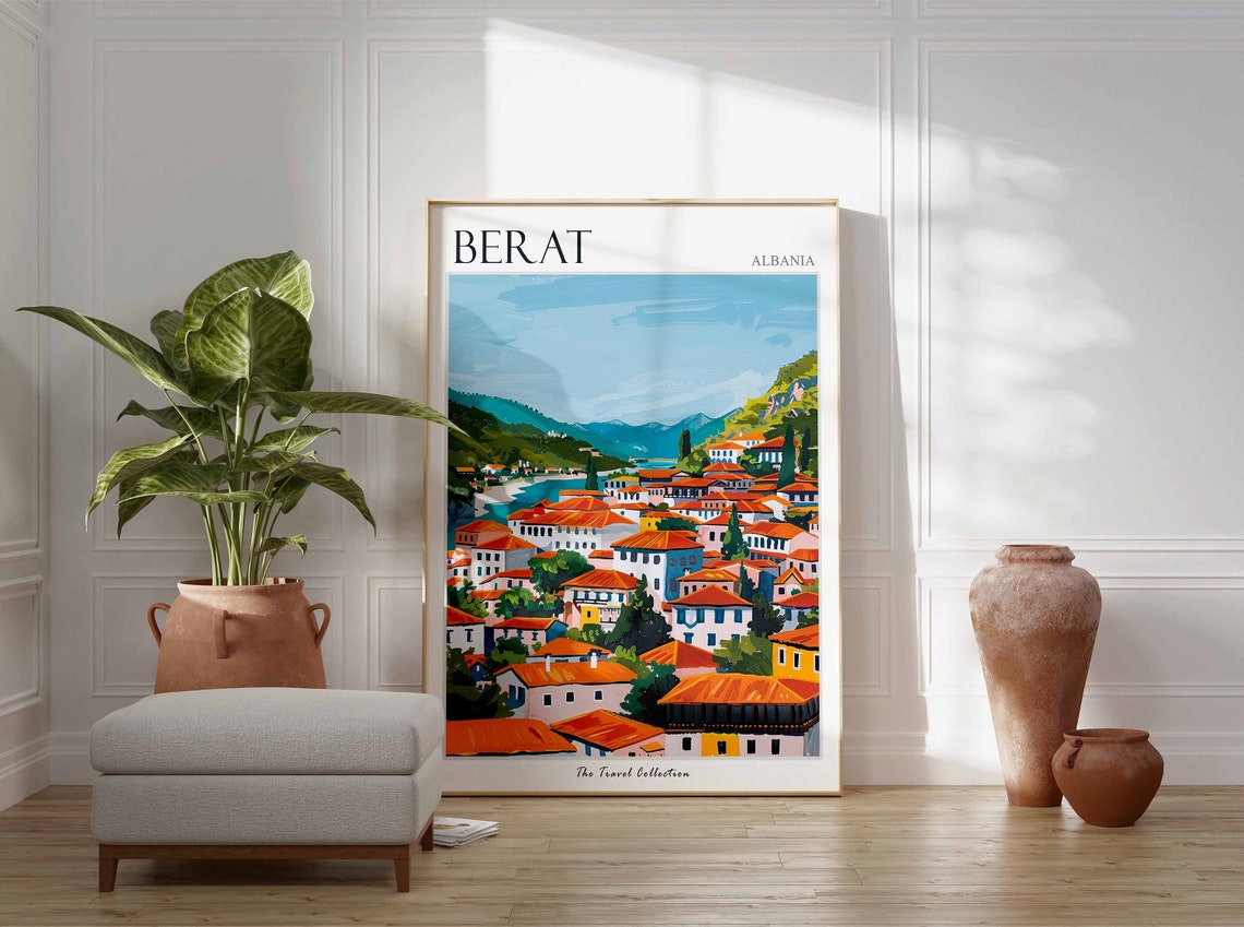 Berat Poster Albania Travel Print Albanian Decor Europe Travel Poster Berat Wall Art European Decor Berat Gift Berat Travel Poster - Image 3