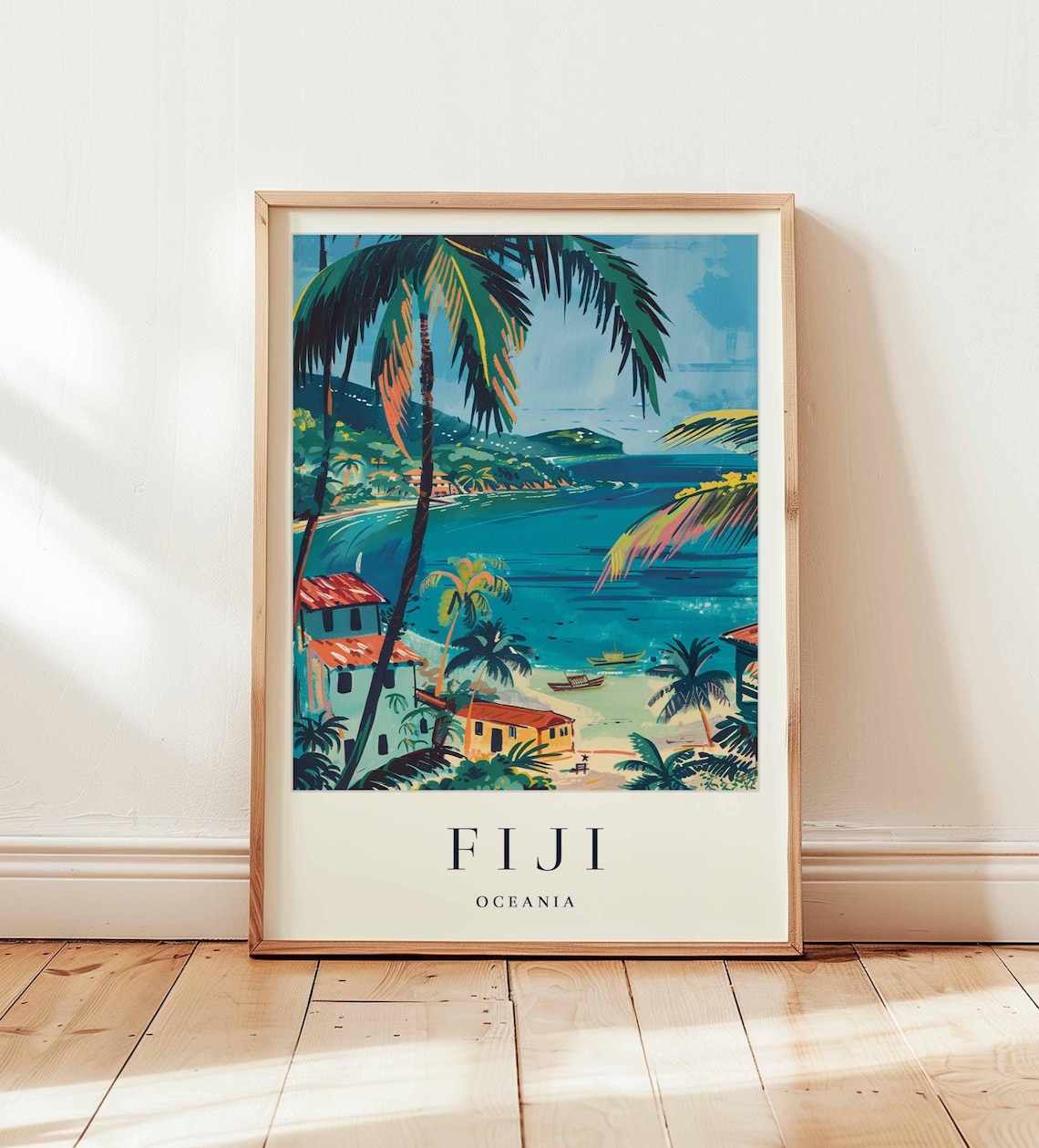 Fiji Travel Poster, Tropical Island Paradise