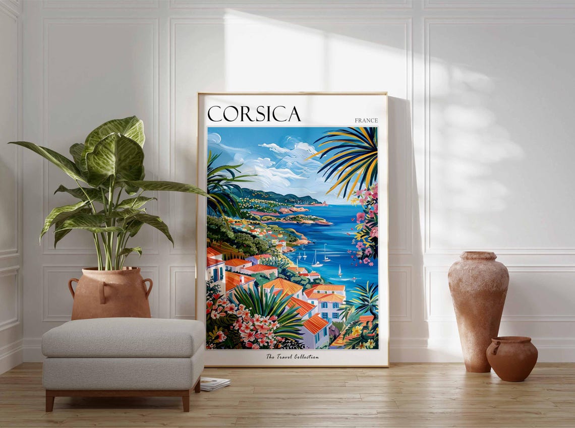 Corsica Poster France Travel Print French Decor Europe Travel Poster European Wall Art Sea Print Corsica Gift Corsica Travel Poster - Image 3