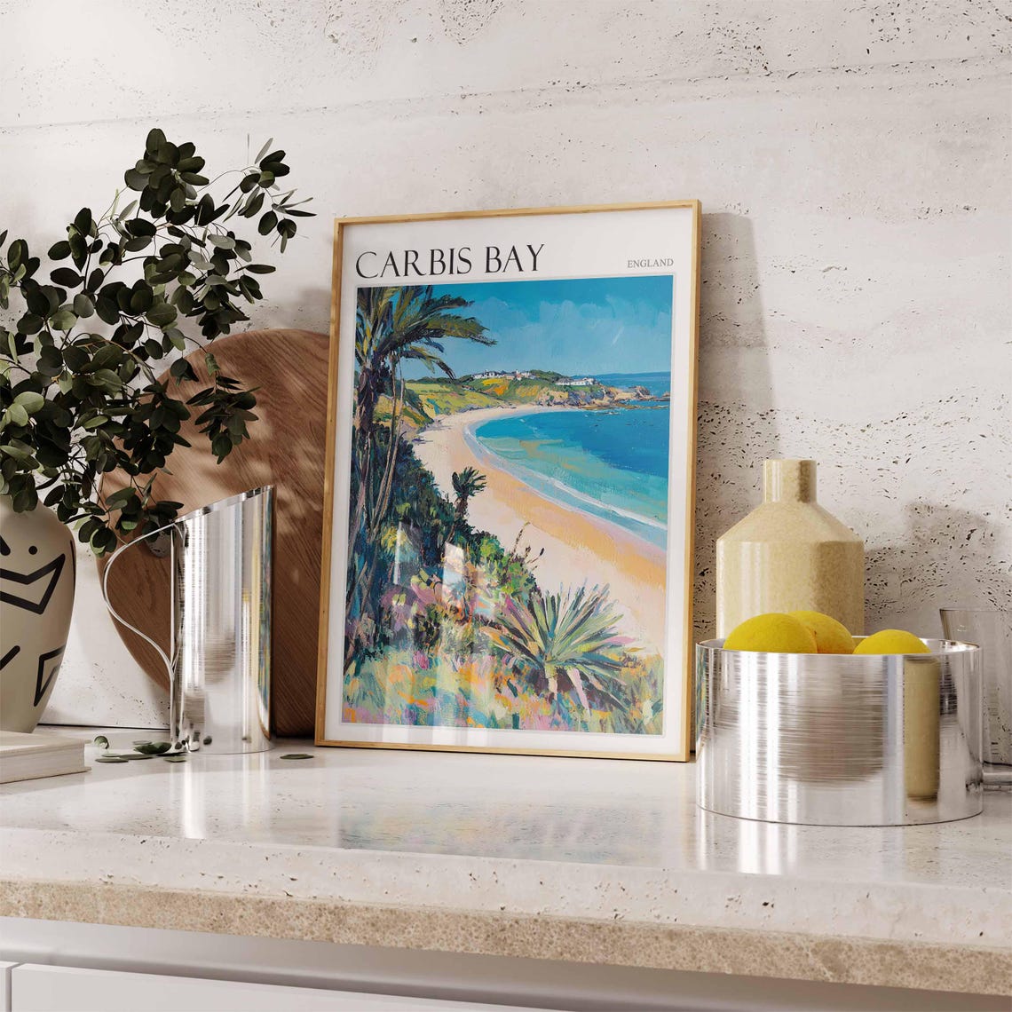 Carbis Bay England Golden Sandy Cove Cliff Beach Scenic Travel Poster - Image 2