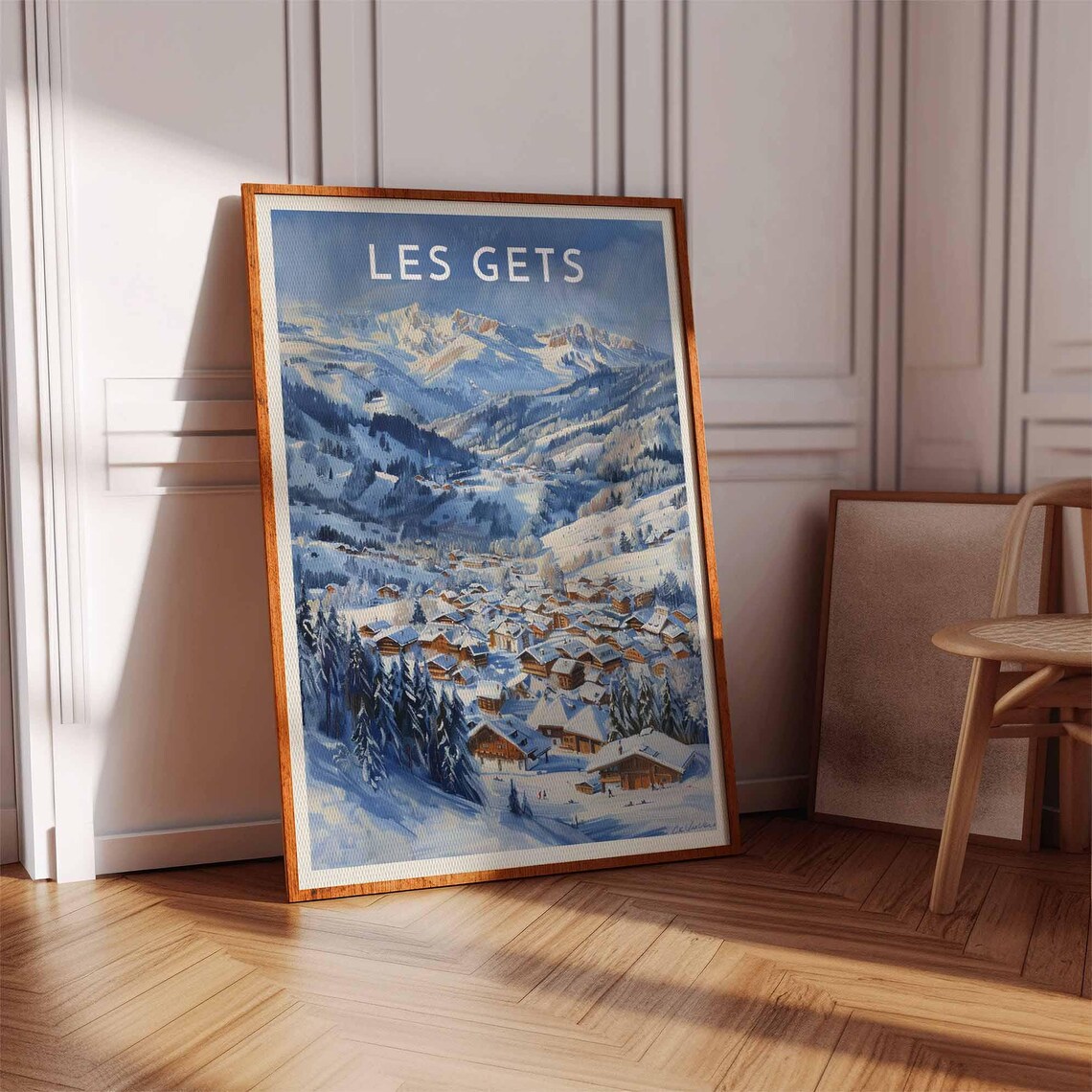 Les Gets France Snowy Alpine Village Ski Resort Travel Poster - Image 3