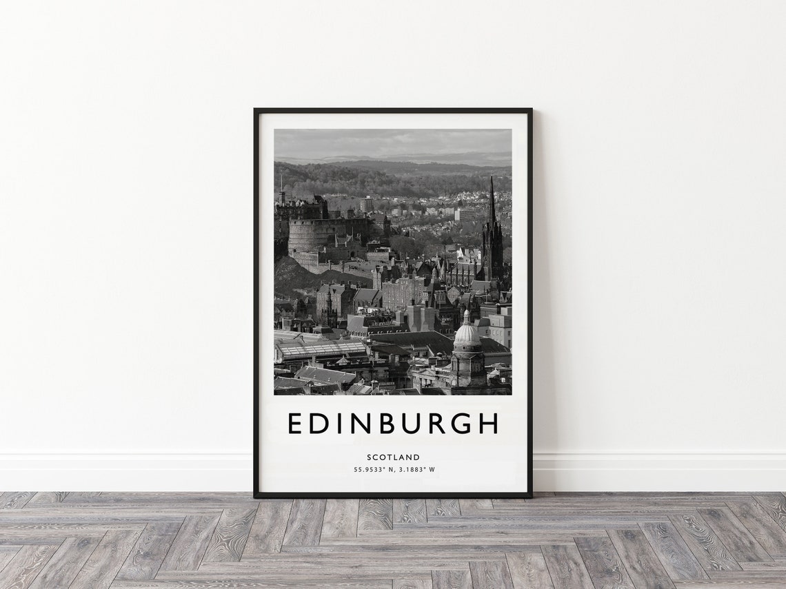 Edinburgh Travel Print Edinburgh Travel Poster Scotland Print Travel Art Travel Decor Black And White Photographic Print - Image 2