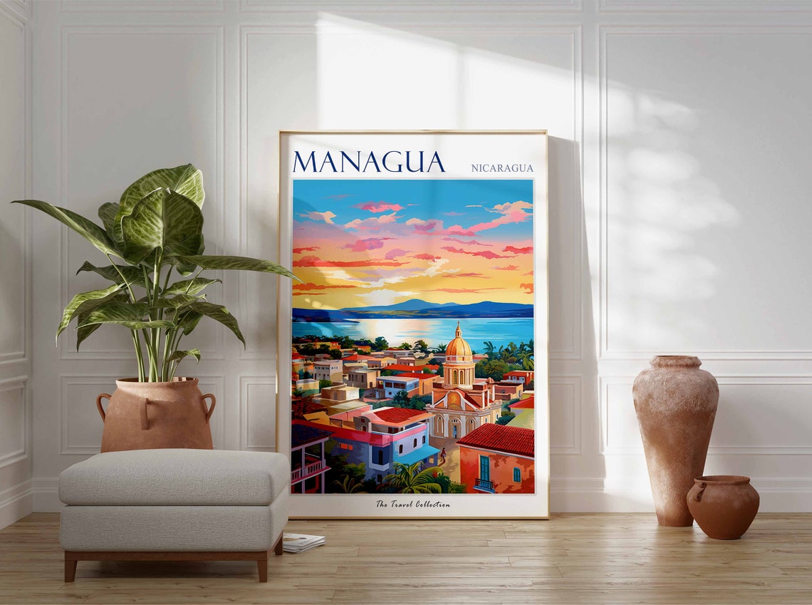 Managua Poster Managua Travel Print Nicaragua Travel Poster Tropical Decor Beach Art Nicaragua Travel Gift Botanical Print - Image 2