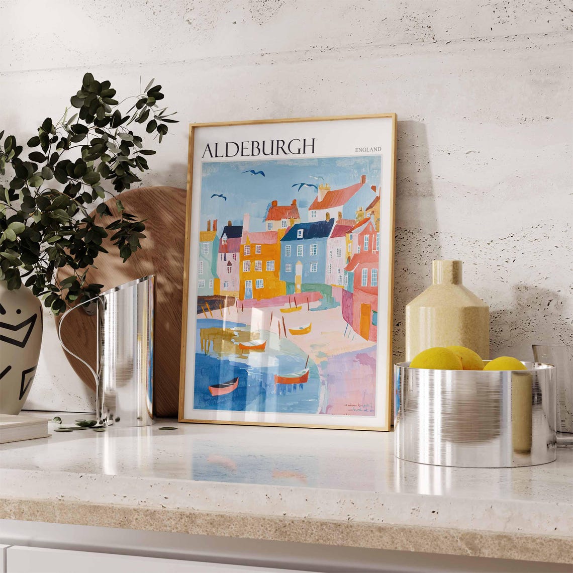 Aldeburgh Waterfront Colourful Houses Little Boats Suffolk Poster - Image 2