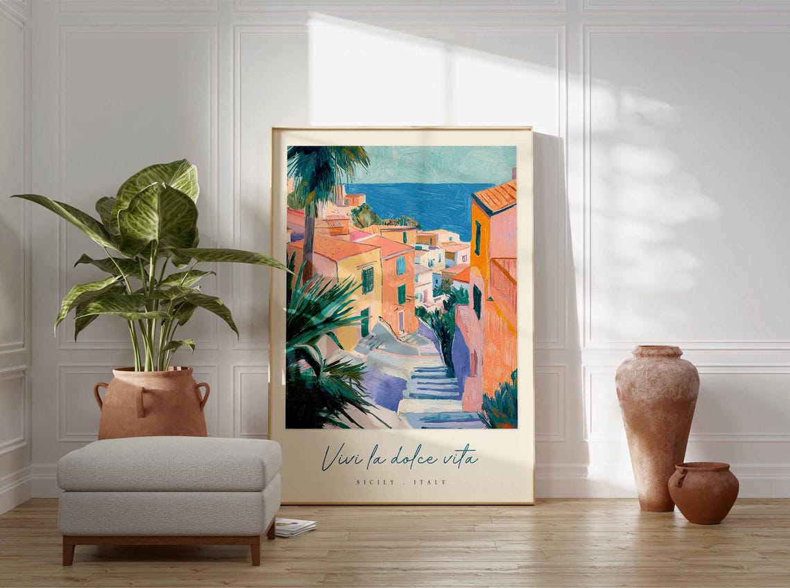 Sicily Poster Italian Travel Print Sicily Travel Art Sicily Wall Art Italy Art Italy Travel Decor Italian Travel Gift - Image 3