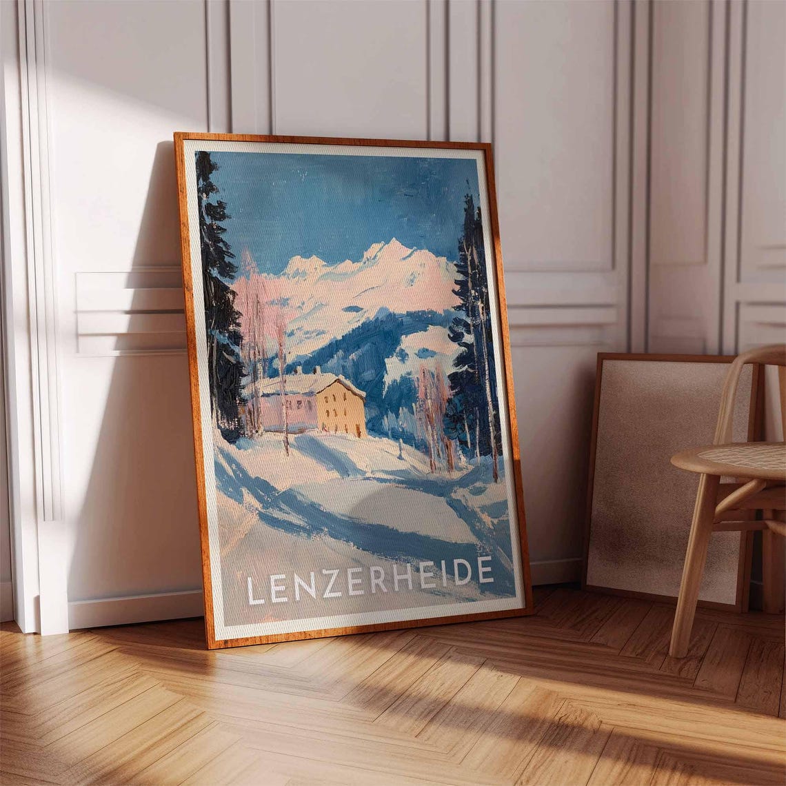 Lenzerheide Switzerland Snowy Chalet Peaks Pine Forest Ski Poster - Image 3