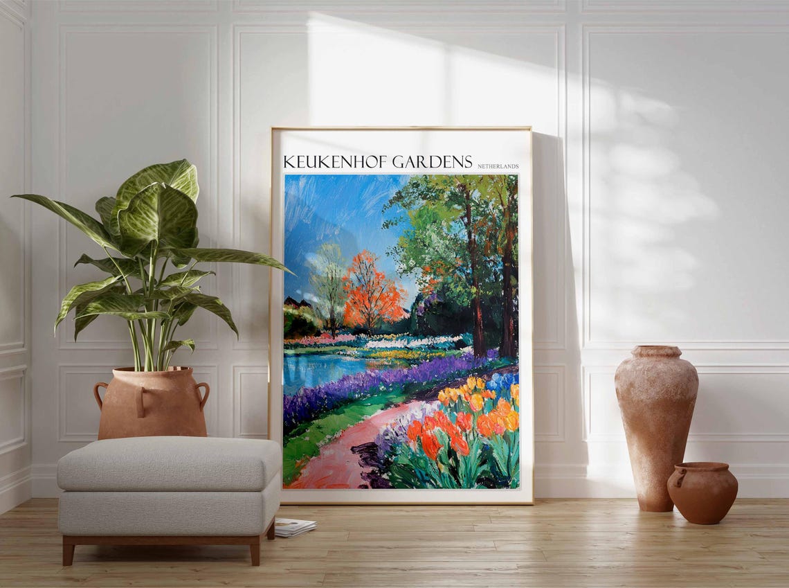 Keukenhof Gardens Poster Keukenhof Gardens Travel Print Netherlands Travel Poster Botanical Decor European Travel Print - Image 2