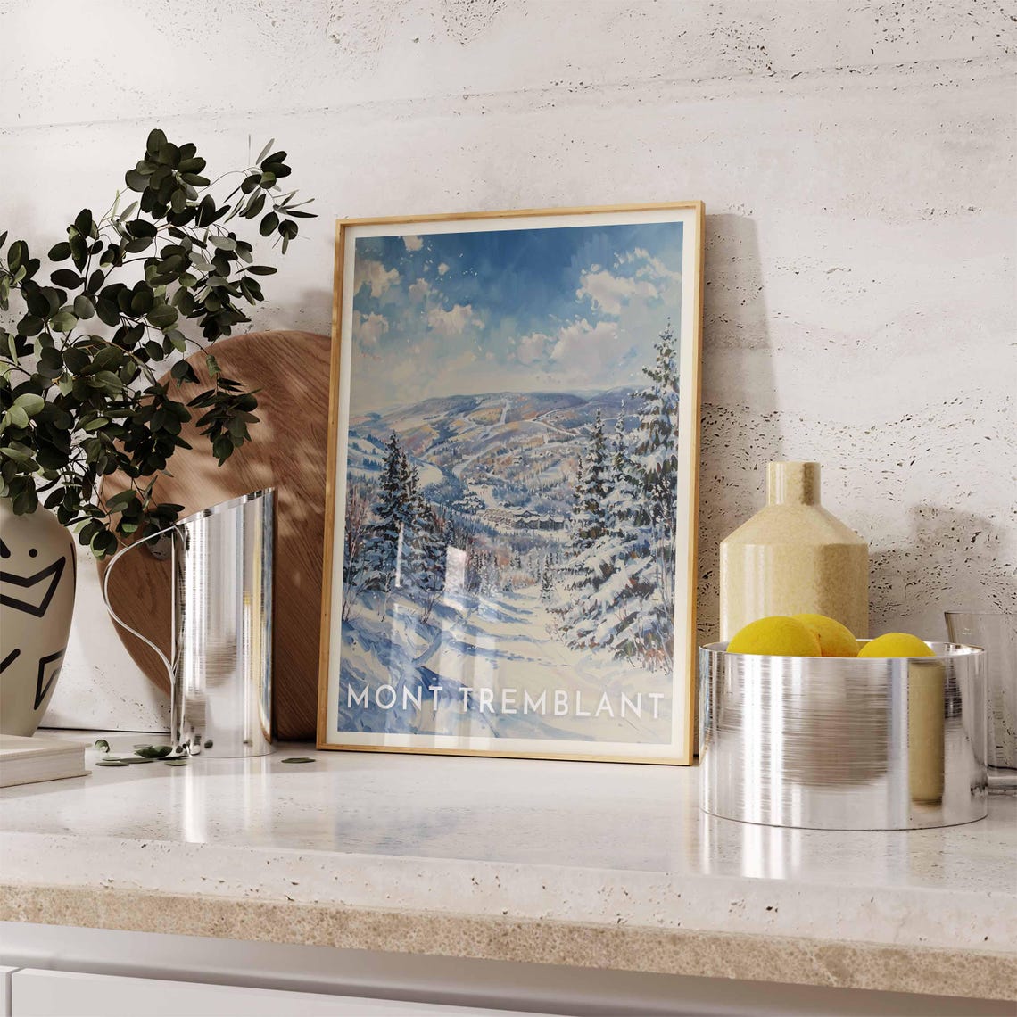 Mont Tremblant Canada Snowy Forest Slope Panoramic View Poster - Image 2
