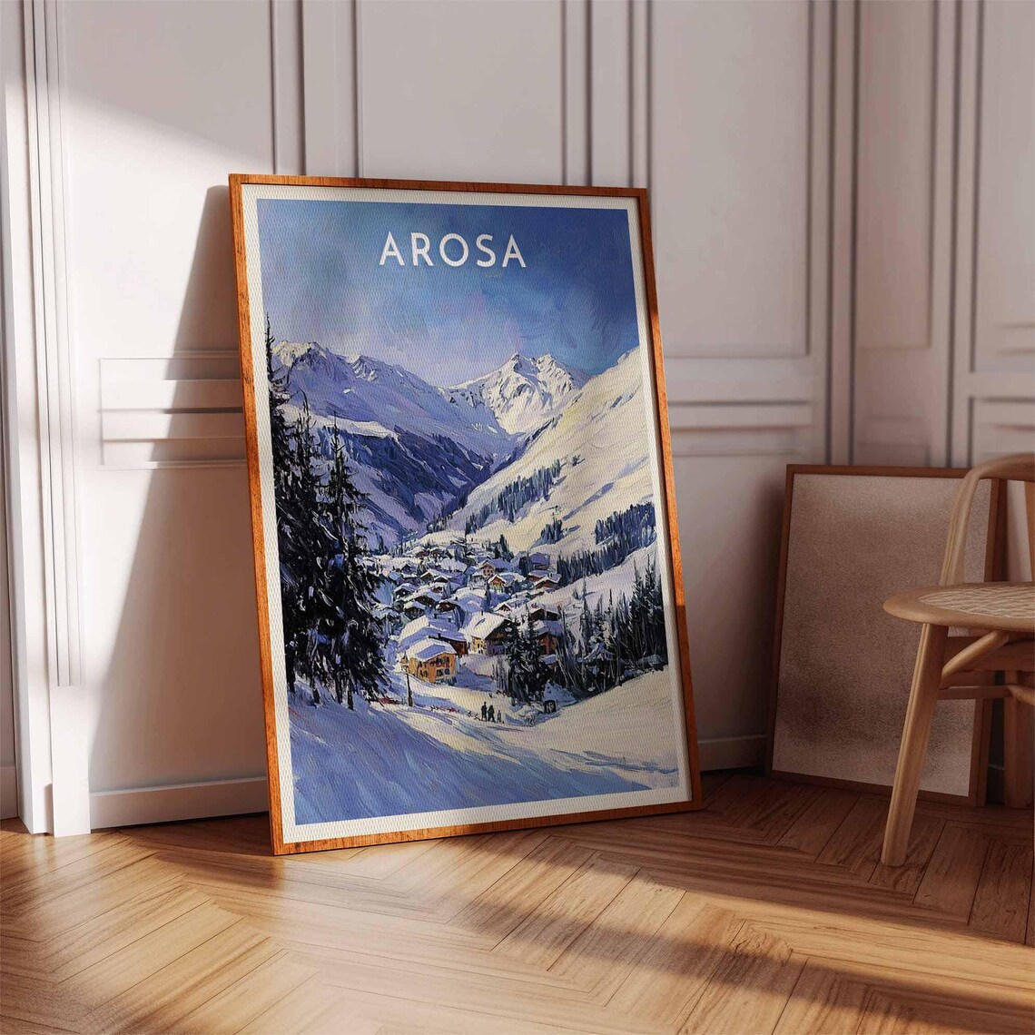 Arosa Switzerland Blue Valley Village Peaks Winter Ski Poster - Image 2