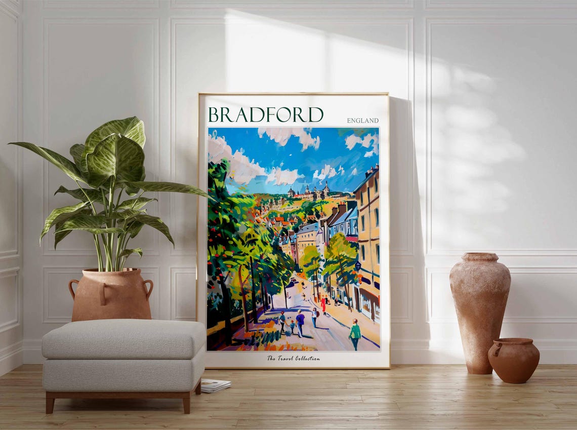 Bradford Poster England Travel Print British Decor United Kingdom Travel Poster City Print Bradford Gift Bradford Travel Poster - Image 2