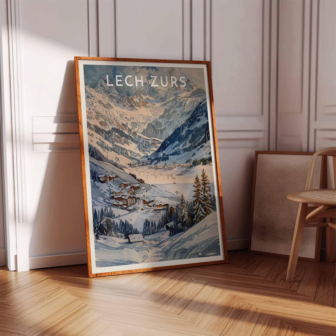 Lech Zurs Austria Alpine Ski Village Snowy Peaks Vintage Poster - Image 3