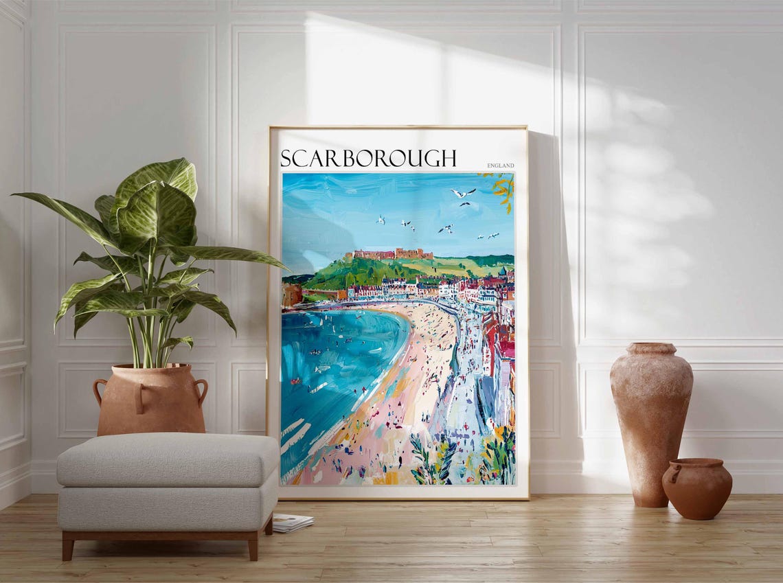 Scarborough Poster Uk Travel Poster Coastal Wall Art British Decor Uk Home Decor Scarborough Travel Decor Scarborough Wall Art Uk Art - Image 2