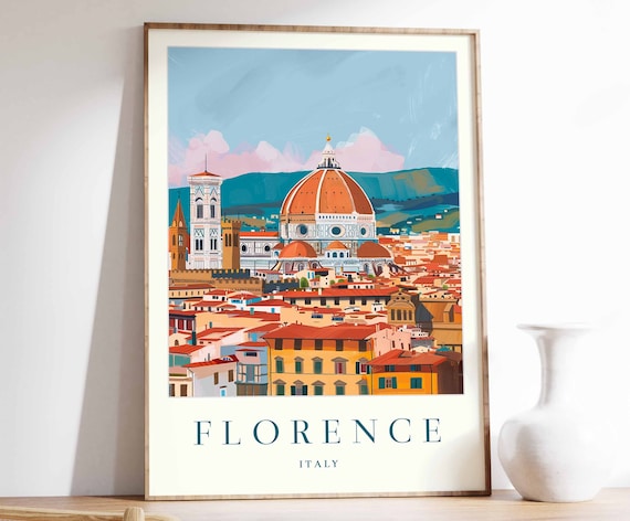 Florence Poster Florence Travel Print Italy Wall Art Italian Travel Print Tropical Decor City Print Florence Travel Poster