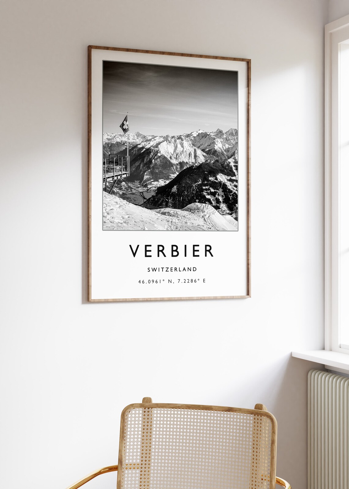 Verbier Switzerland Skiing Travel Poster, Winter Sport Art - Image 3