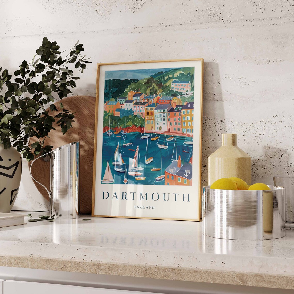 Dartmouth England Travel Poster Colorful Harbor And Sailing Boats - Image 3