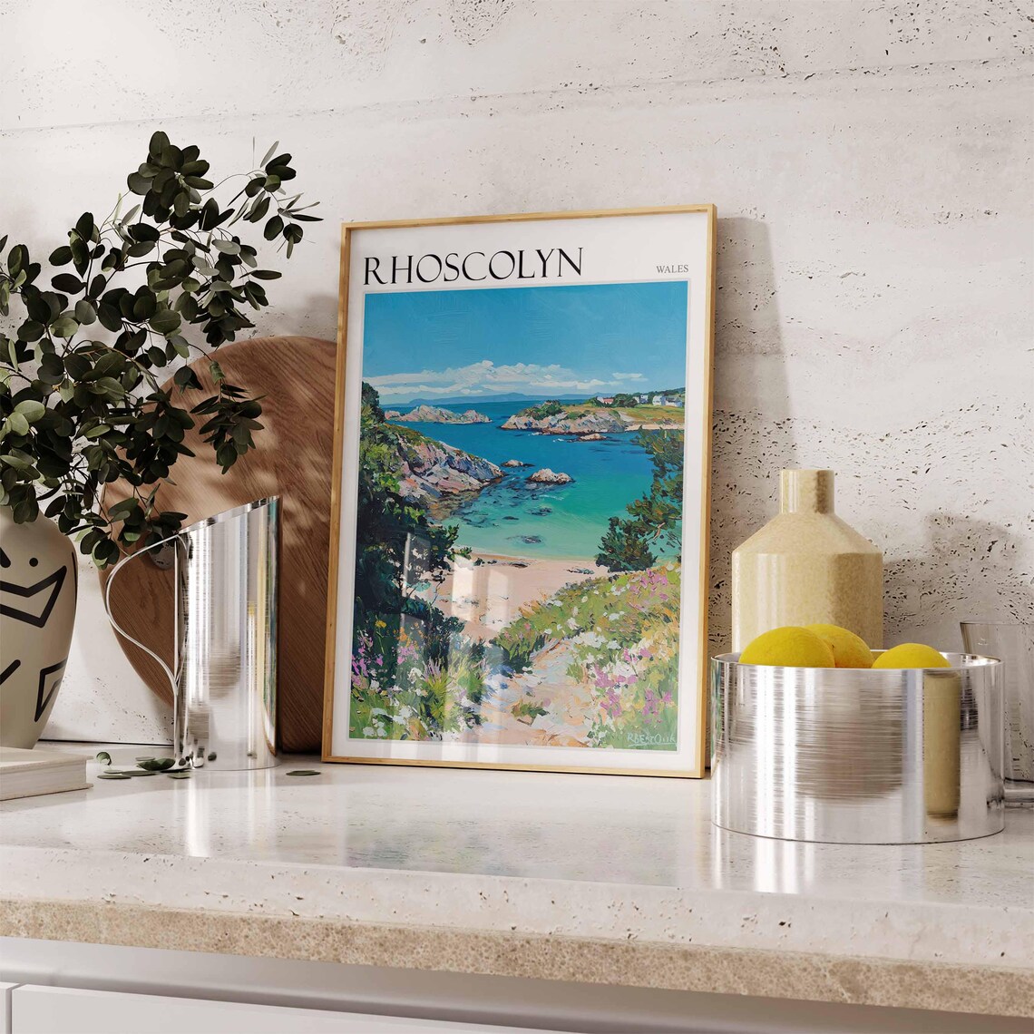 Rhoscolyn Wales Rocky Cove Turquoise Water Sandy Beach Poster - Image 3