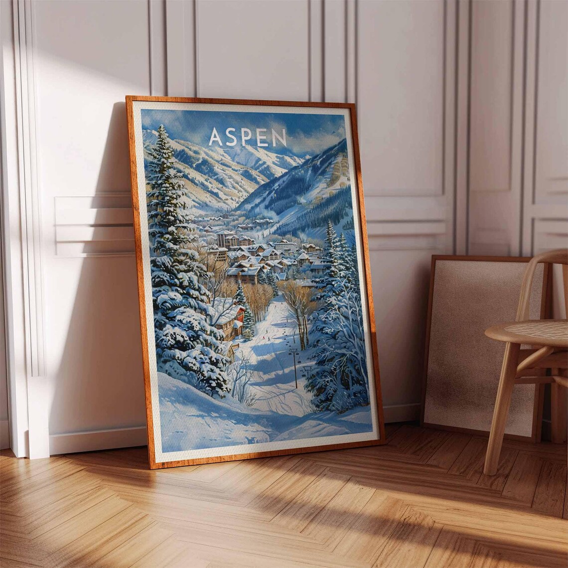 Aspen Colorado Snowy Pines Chairlift Valley Town Winter Poster - Image 2