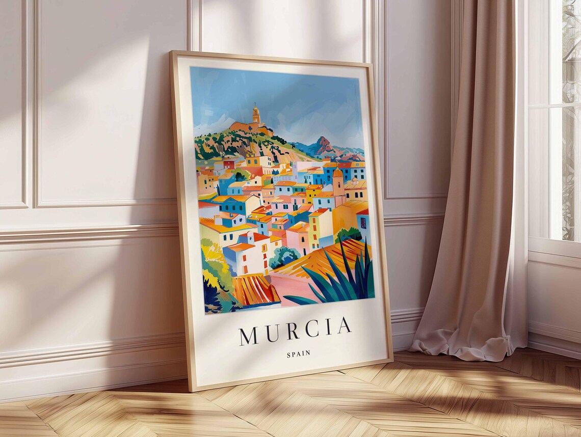 Murcia Spain Hilltop Castle Old Town View Scenic Travel Poster - Image 2