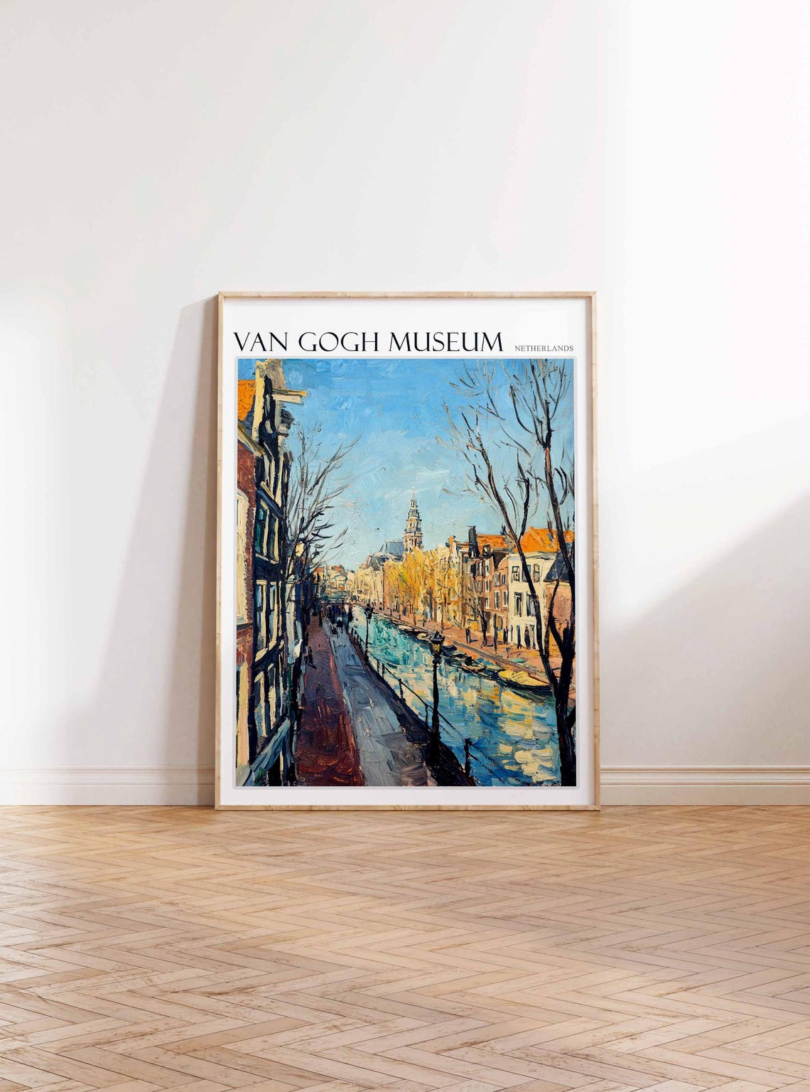 Van Gogh Museum Netherlands Winter Canal Golden Light Poster - Image 2